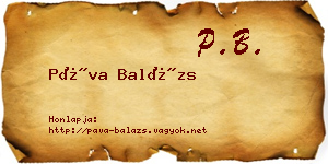 Páva Balázs névjegykártya